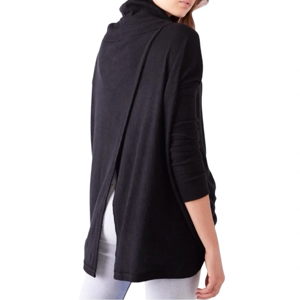 Free People Juicy Long Sleeve Cowl Neck Top Women Color Black Size M